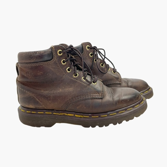 Doc Marten Vintage Made in England Brown Cushion Collar Combat‎ Boots - Picture 1 of 12